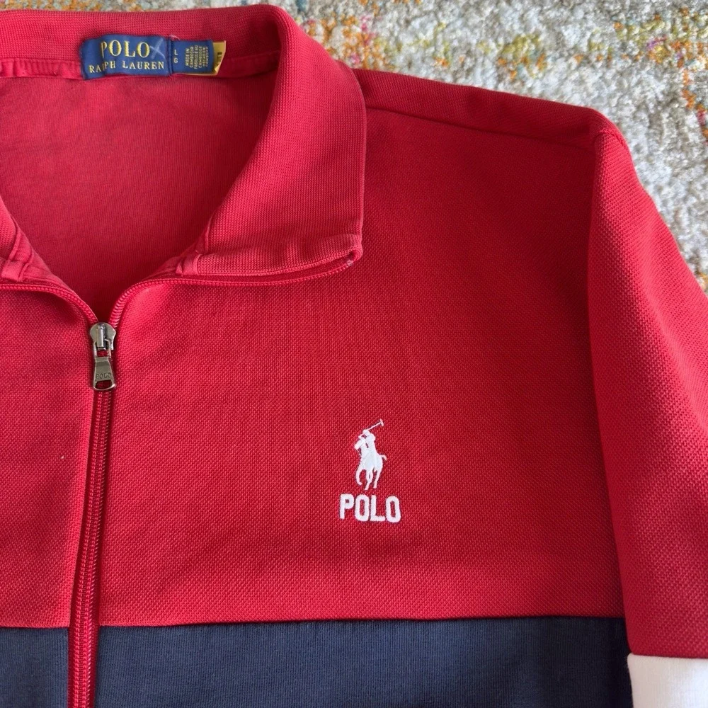 Polo Ralph Lauren Colorblock Full Zip Track Jacket Red Navy Size L